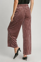 Load image into Gallery viewer, Elastic Waist Striped Wide Leg Velvet Pants