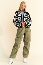 Load image into Gallery viewer, Two Tone Flower Square Crochet Open Front Cardigan