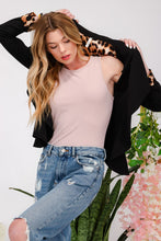 Load image into Gallery viewer, Rolled Leopard Cuff Open Front Blazer