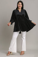 Load image into Gallery viewer, Beaded Frill Flounce Sleeve Velvet Babydoll Blouse