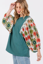 Load image into Gallery viewer, Printed Balloon Sleeve Contrast Top