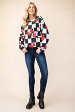 Load image into Gallery viewer, Checkered Bow Print Round Neck T-Shirt