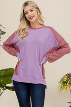 Load image into Gallery viewer, High-Low Contrast Round Neck Sweatshirt