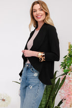 Load image into Gallery viewer, Rolled Leopard Cuff Open Front Blazer