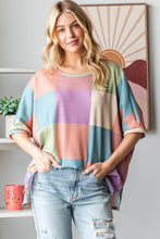 Load image into Gallery viewer, Checkered Round Neck Side Slit T-Shirt