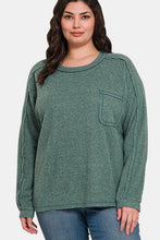 Load image into Gallery viewer, Contrast Stitching Brushed Ribbed Hacci Knit Top