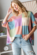 Load image into Gallery viewer, Checkered Round Neck Side Slit T-Shirt