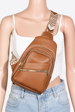 Load image into Gallery viewer, PU Leather Chevron Strap Crossbody Bag