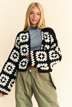 Load image into Gallery viewer, Two Tone Flower Square Crochet Open Front Cardigan