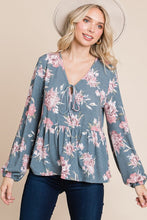 Load image into Gallery viewer, Babydoll Floral Long Sleeve Blouse