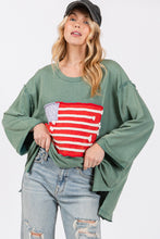 Load image into Gallery viewer, American Flag Patch Drop Shoulder T-Shirt