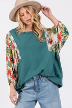 Load image into Gallery viewer, Printed Balloon Sleeve Contrast Top
