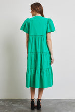 Load image into Gallery viewer, Cotton Poplin Ruffled Tiered Midi Dress