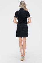 Load image into Gallery viewer, Embellished Button Down Short Sleeve Denim Dress