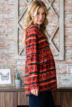 Load image into Gallery viewer, Geometric Button Detail Long Sleeve Babydoll Top