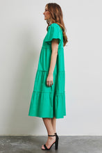 Load image into Gallery viewer, Cotton Poplin Ruffled Tiered Midi Dress