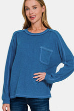 Load image into Gallery viewer, Contrast Stitching Brushed Ribbed Hacci Knit Top Plus Size