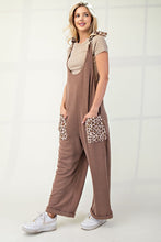 Load image into Gallery viewer, Ribbed Leopard Tied Shoulder Overalls