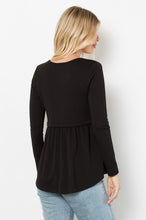 Load image into Gallery viewer, Texture Babydoll Round Neck Long Sleeve Knit Top