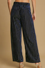 Load image into Gallery viewer, Elastic Waist Striped Wide Leg Velvet Pants