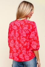 Load image into Gallery viewer, Ribbon Bow Floral Balloon Sleeve Blouse