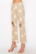 Load image into Gallery viewer, RISEN High Rise Star Printed Frayed Hem Jeans