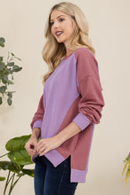 Load image into Gallery viewer, High-Low Contrast Round Neck Sweatshirt