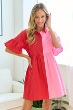 Load image into Gallery viewer, Color Blocked Button Down Babydoll Dress