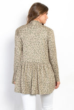 Load image into Gallery viewer, Peplum Leopard Open Front Long Sleeve Cardigan