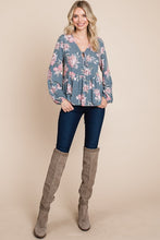 Load image into Gallery viewer, Babydoll Floral Long Sleeve Blouse