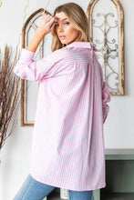 Load image into Gallery viewer, Striped Button Down High-Low Hem Shirt