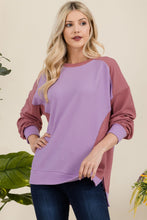 Load image into Gallery viewer, High-Low Contrast Round Neck Sweatshirt