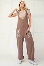 Load image into Gallery viewer, Ribbed Leopard Tied Shoulder Overalls