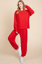 Load image into Gallery viewer, Crinkle Check Round Neck Top and Pants Lounge Set