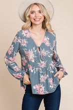 Load image into Gallery viewer, Babydoll Floral Long Sleeve Blouse