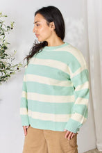 Load image into Gallery viewer, Contrast Striped Round Neck Sweater