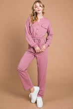 Load image into Gallery viewer, Button Up Drawstring Waist Straight Jumpsuit