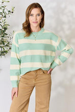 Load image into Gallery viewer, Contrast Striped Round Neck Sweater