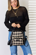 Load image into Gallery viewer, Argyle Pattern PU Leather Backpack