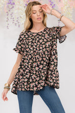 Load image into Gallery viewer, Floral Ruffled Short Sleeve Blouse
