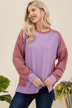 Load image into Gallery viewer, High-Low Contrast Round Neck Sweatshirt
