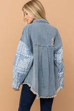 Load image into Gallery viewer, Paisley Print Quilted Sleeves Denim Jacket
