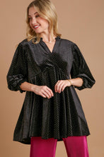 Load image into Gallery viewer, Beaded Frill Flounce Sleeve Velvet Babydoll Blouse
