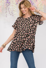 Load image into Gallery viewer, Floral Ruffled Short Sleeve Blouse
