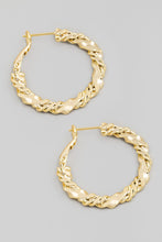 Load image into Gallery viewer, Double Twist Chain Latch Hoop Earrings
