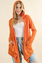 Load image into Gallery viewer, Thermal Hooded Open Front Cardigan with Pockets
