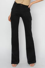 Load image into Gallery viewer, RISEN High Rise Side Slit Cargo Bootcut Jeans
