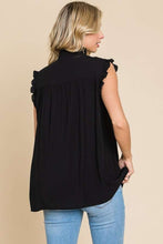 Load image into Gallery viewer, Frill Edge Smocked Sleeveless Top
