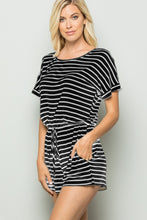 Load image into Gallery viewer, Striped Round Neck Short Sleeve Romper
