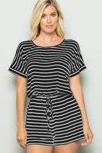 Load image into Gallery viewer, Striped Round Neck Short Sleeve Romper
